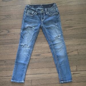 Vigoss Women's Distressed Skinny Jeans - Blue